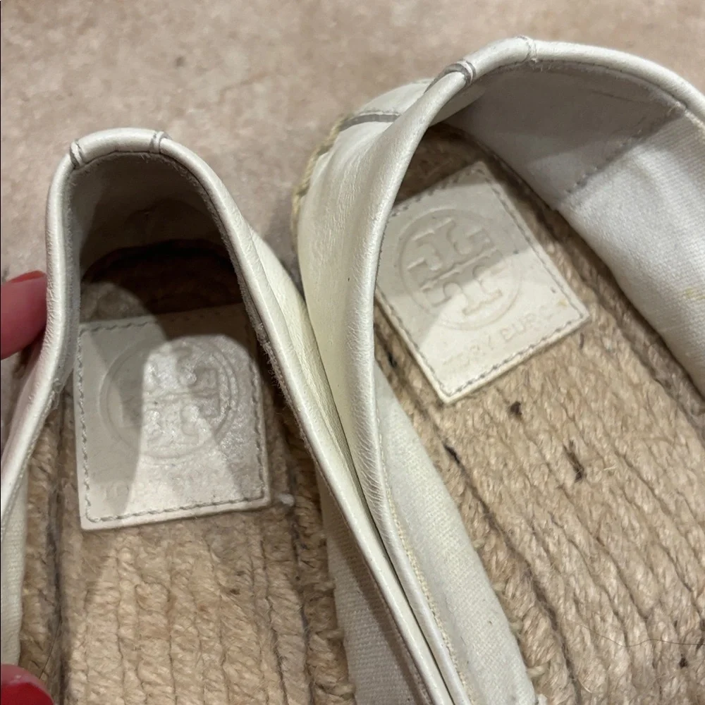 Tory Burch Dulce De Leche Black Leather Colorblock Espadrilles